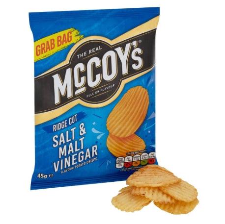 McCoy's Salt & Malt Vinegar Flavour Grab Bag Potato Crisps 45g (BB 21/09/2024)