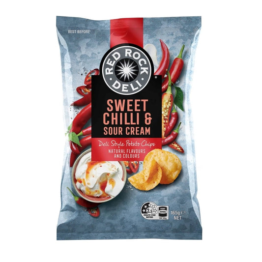 Red Rock Deli Potato Chips Sweet Chilli & Sour Cream 165g