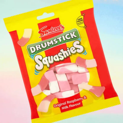 Swizzels Drumsticks Squashies Raspberry & Milk Flavour 120g (BB 31/01/2025)